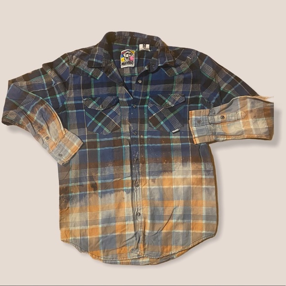 MAMBO Distressed REDONE flannel button shirt M - Picture 1 of 2
